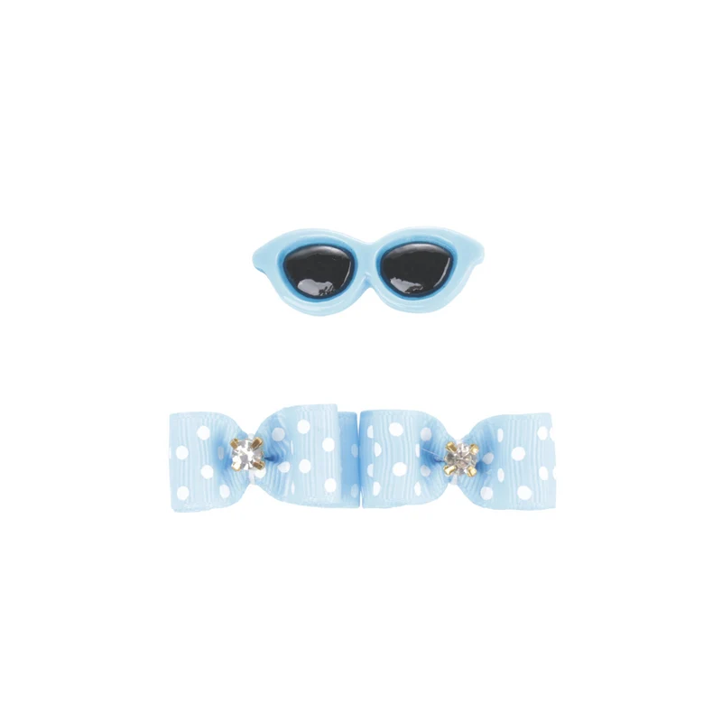 GLAM Hair Accessories for pets clip & rubber band - Blue