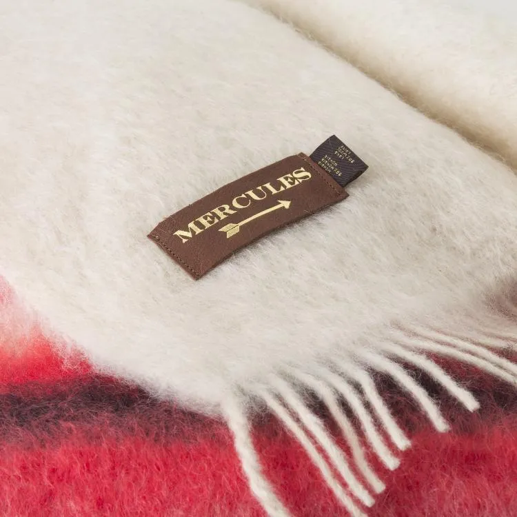 Manta de mohair coral y blanco