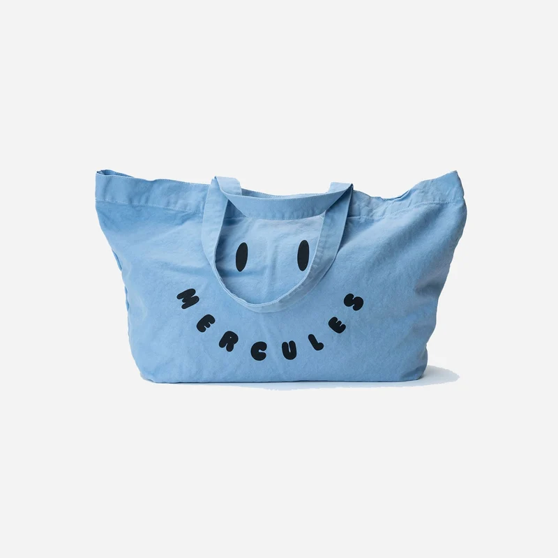 Canvas tote Smiley azul gris