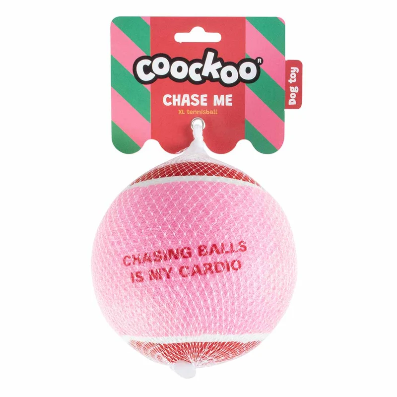Ebi Coockoo Chase Me XL Tennis Ball - Dog Catch & Fetch Toy - Pink/12.7cm