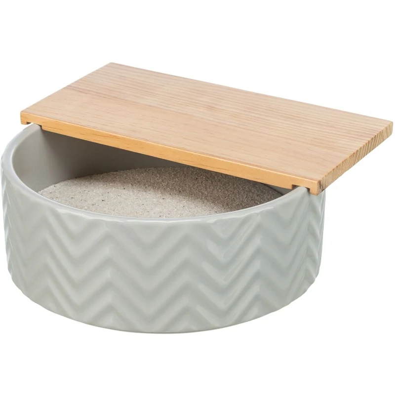 Trixie Ceramic Sand Bath with Wooden Platform for Small Pets - 24X25X9CM