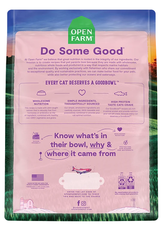 Open Farm Goodbowl Wild-Caught Salmon&Brown Rice Recipe Dry Cat Food - 1.34KG