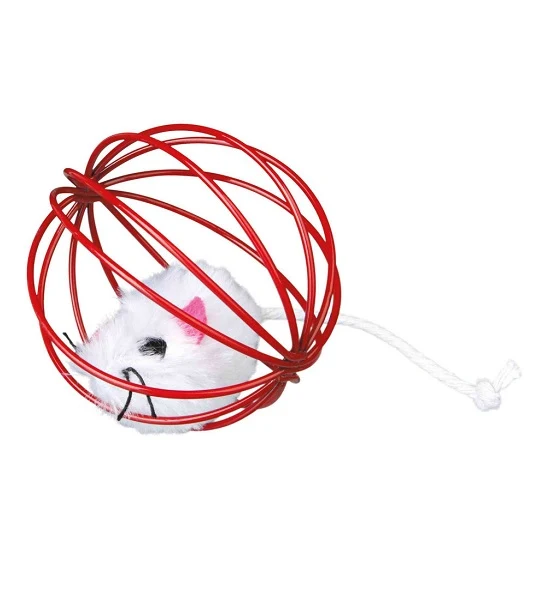 Trixie Plush Mouse in Wire Ball Toy for Cats