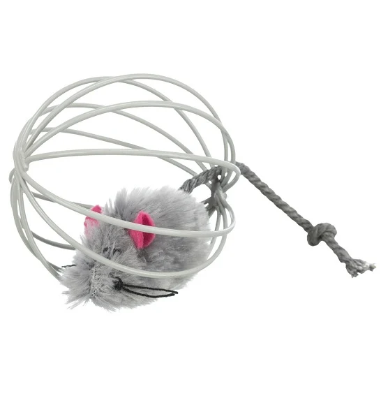 Trixie Plush Mouse in Wire Ball Toy for Cats