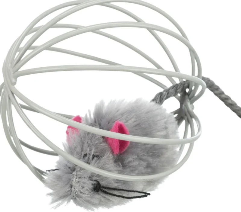 Trixie Plush Mouse in Wire Ball Toy for Cats