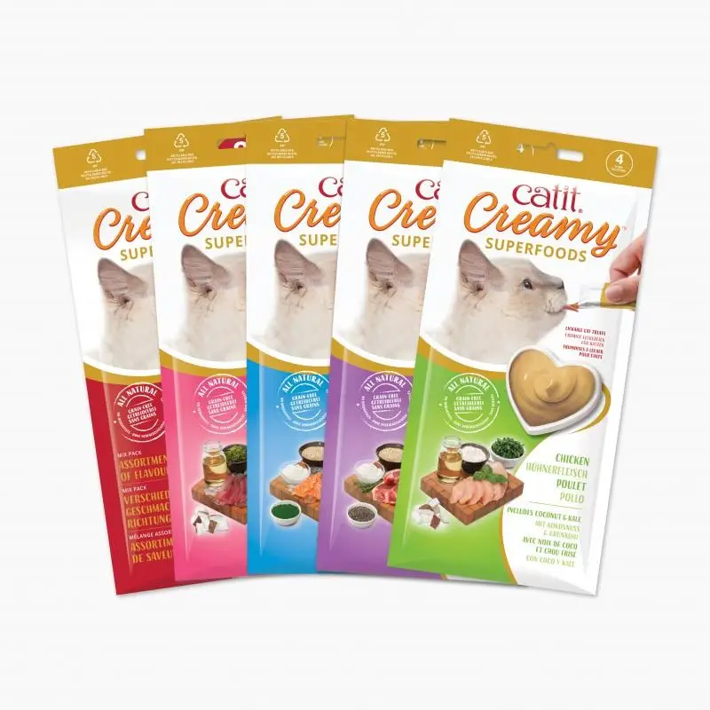 Catit Creamy Snack Superfood Cordero con Quinoa y Chía Pack 4X10 g