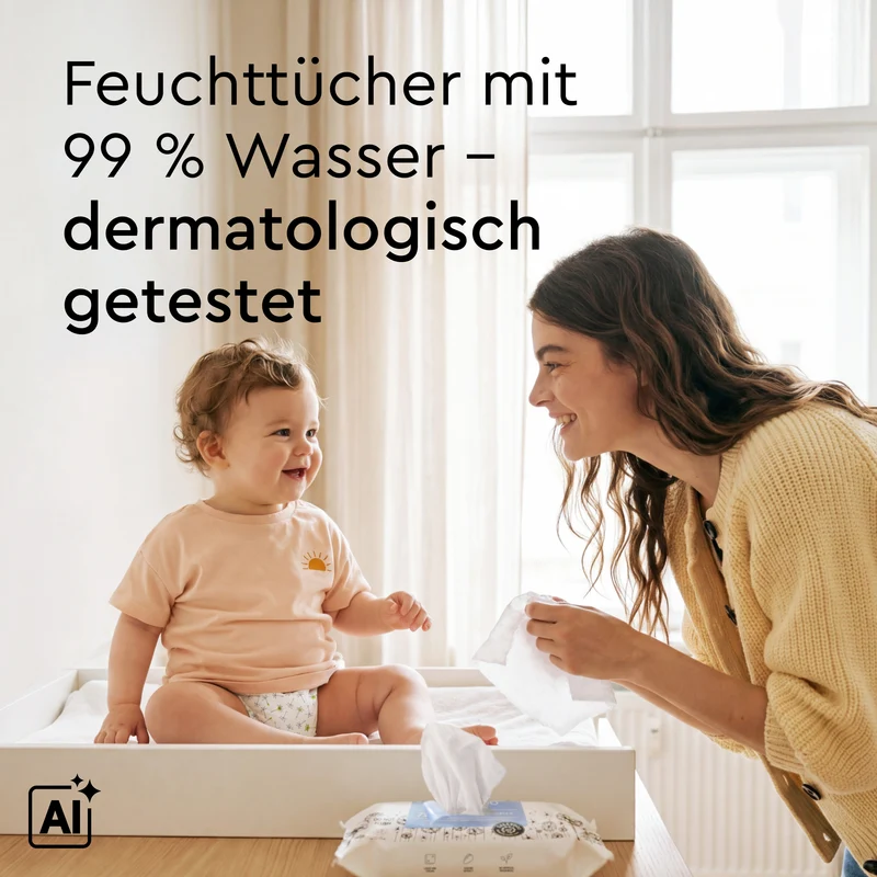 Deal: LILLYDOO Feuchttücher mit 99 % Wasser - 8 Packungen - 576 extra große Tücher