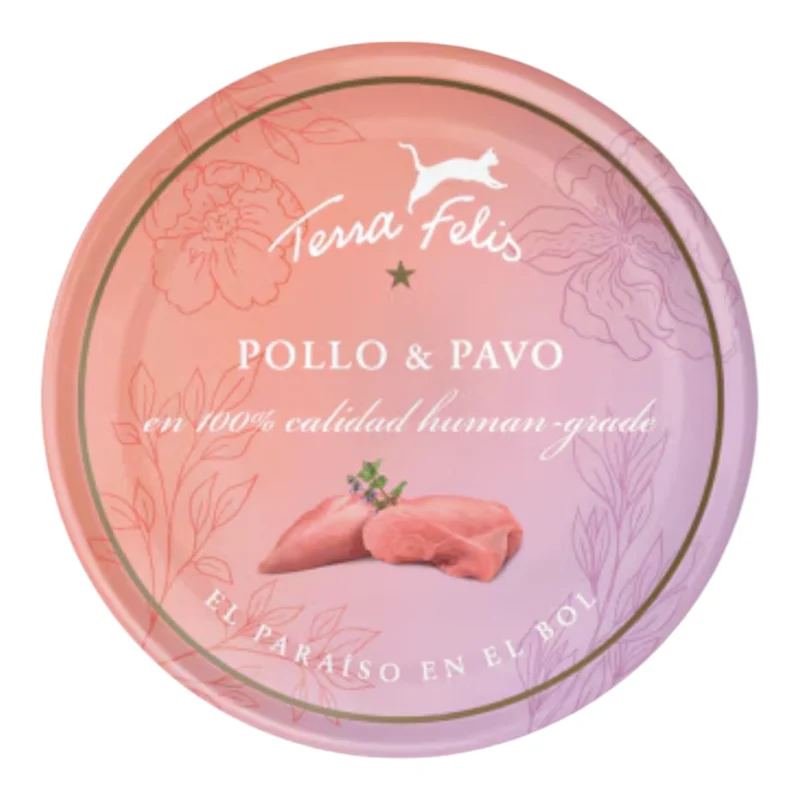 Terra Felis Pollo y Pavo 80g para Gatos — Dos Proteínas Alimento Completo
