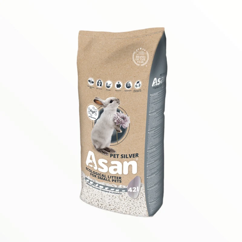 Asan Sustrato Bio Reciclado Plata para Conejos y Roedores — Lecho Ecológico