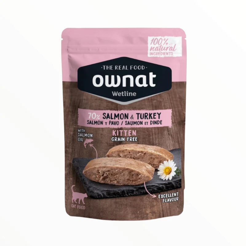 Ownat Pouche Pavo y Salmón para Gatitos — Comida Húmeda Sin Cereales