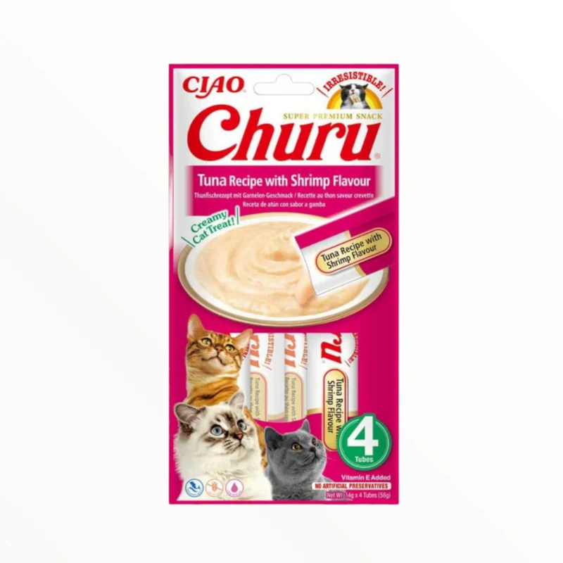Churu Crema Atún y Gambas para Gatos