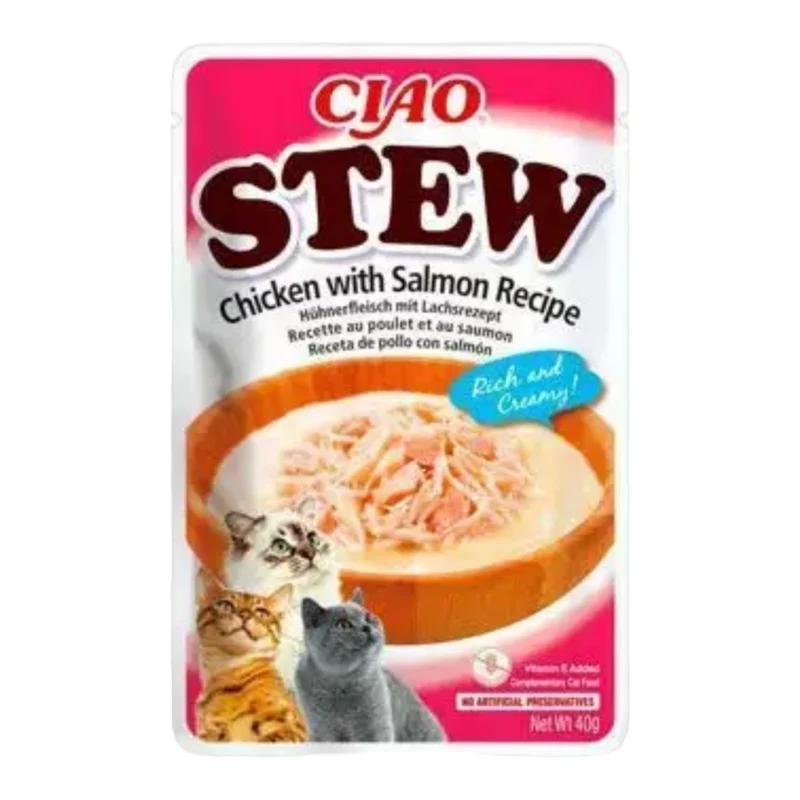 Stew Guiso de Pollo y Salmón para Gatos