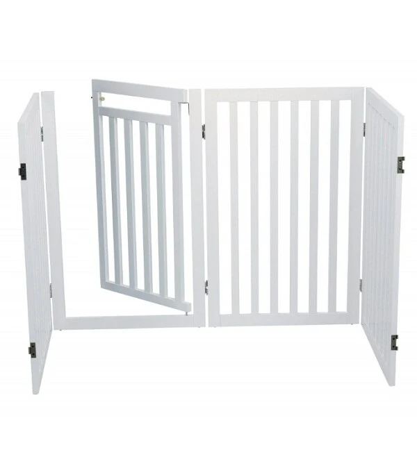 Trixie White Wooden 4-Part Barrier with Door for Dogs 81cm