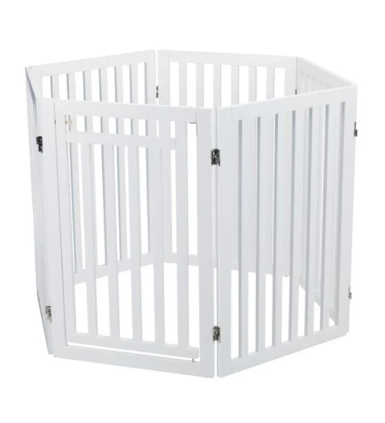 Trixie White Wooden 4-Part Barrier with Door for Dogs 81cm