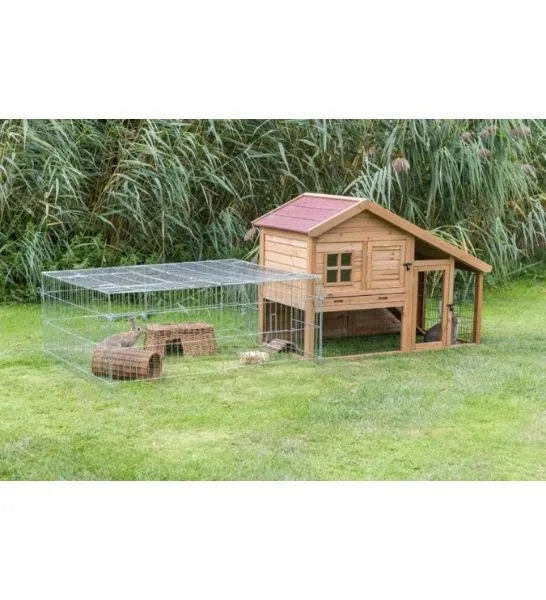 Trixie Natura Hutch with Covered Enclosure for Small Pets 151x107x80cm