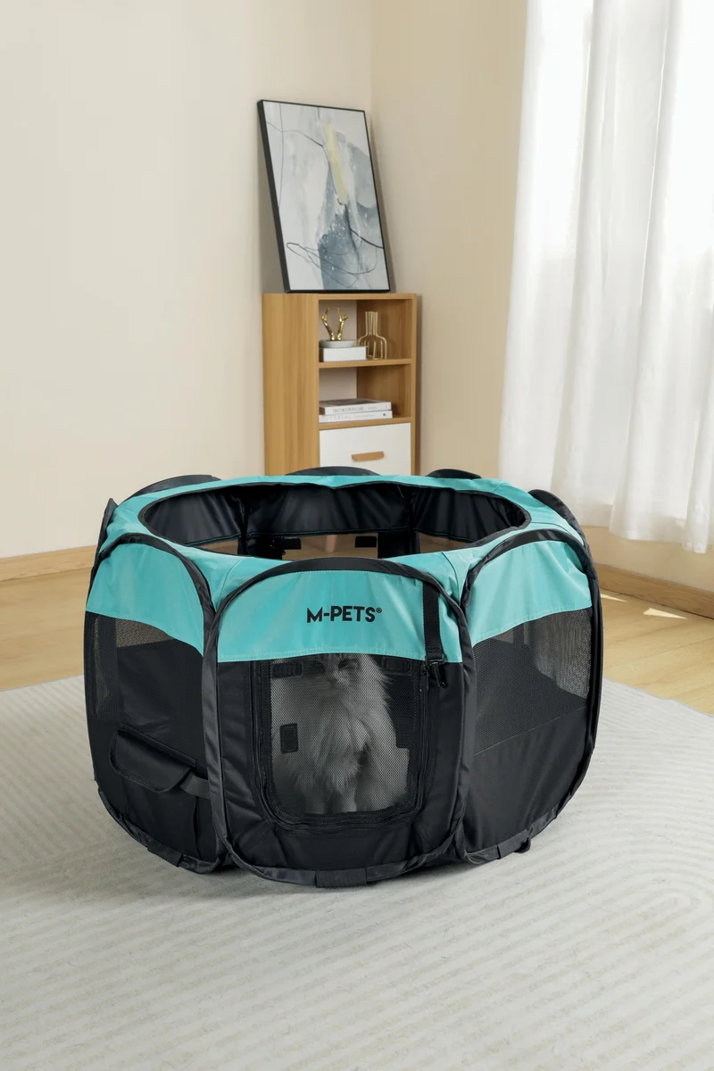 Octagon Puppy Pen - Black & Green