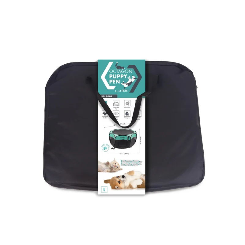 Octagon Puppy Pen - Black & Green
