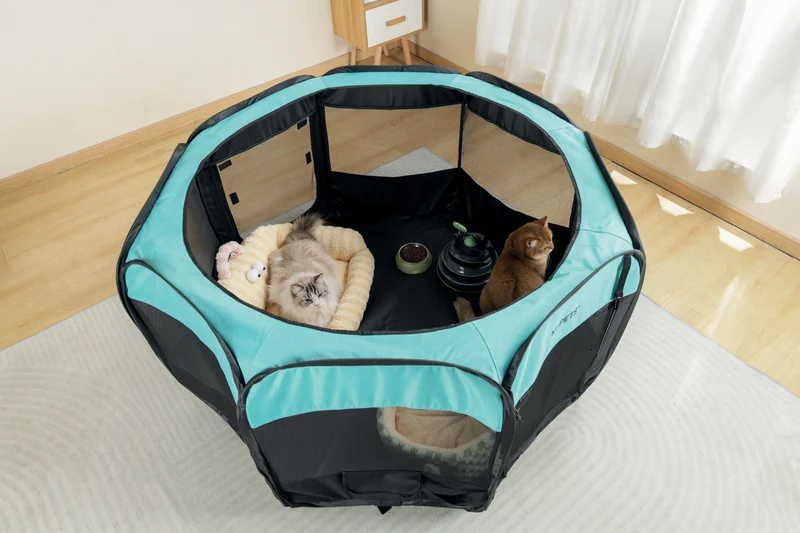 Octagon Puppy Pen - Black & Green