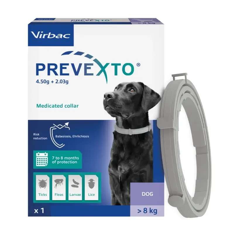 Prevexto collar antiparasitario para perros de más de 8kg, 70cm
