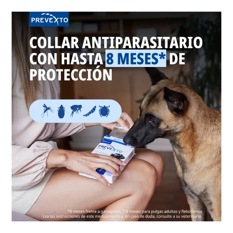 Prevexto collar antiparasitario para perros de más de 8kg, 70cm