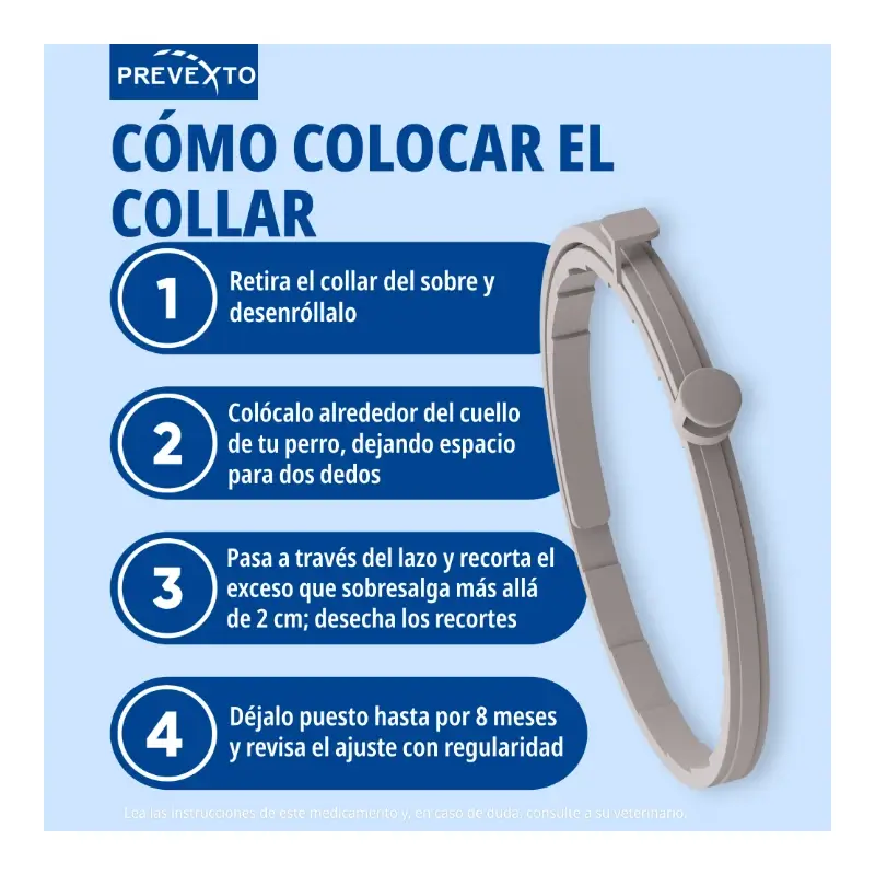 Prevexto collar antiparasitario para perros hasta 8kg, 38cm