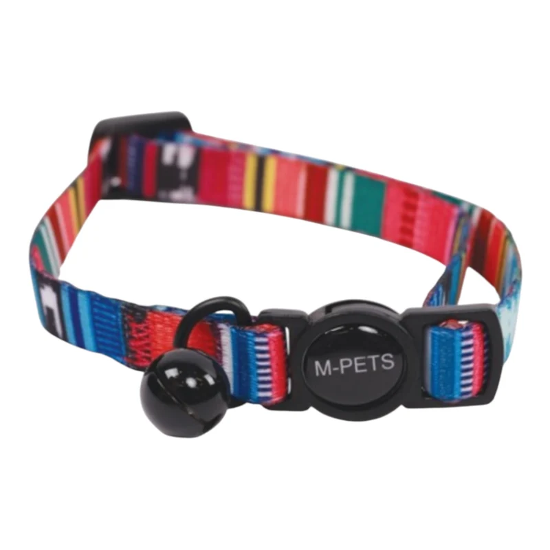 Mpets Cat Collar Jazz Stripes para Gatos — Estampado Multicolor