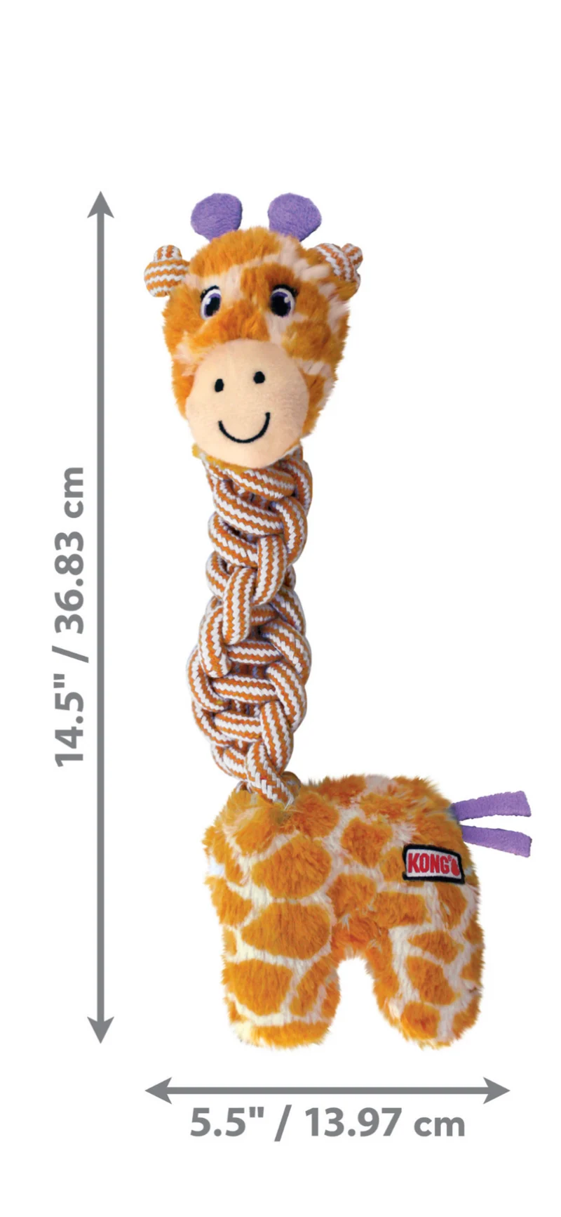 KONG Knots Twists Jirafa para Perros — Cuello Trenzado de Algodón