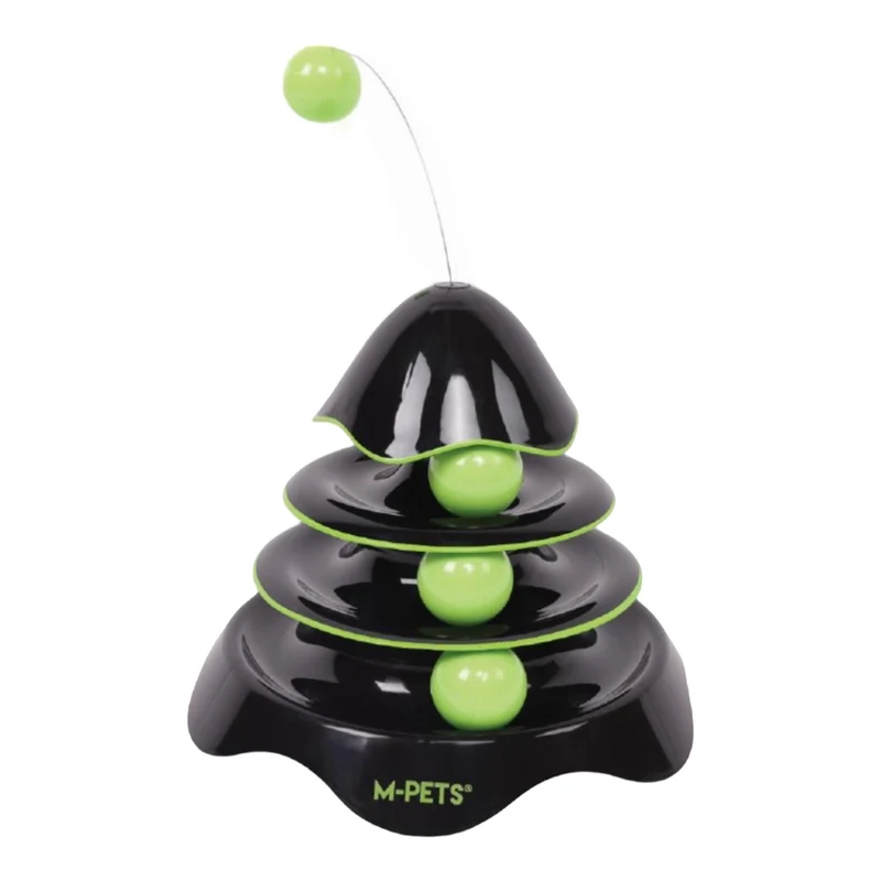 M-Pets Tower Cohete Interactivo con Túnel y Pelotas 3 Niveles para Gatos