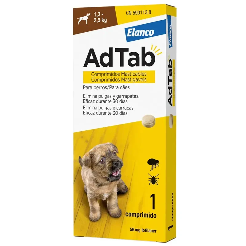 AdTab Comprimido Masticable Antiparasitario para Perros (1 ud)