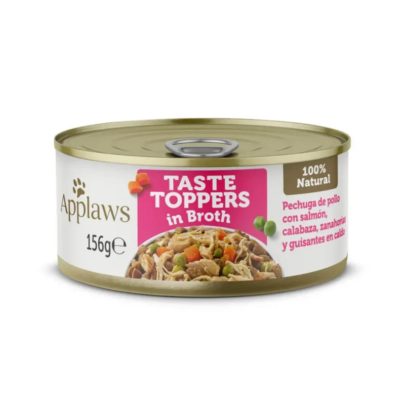 Applaws Dog Lata 156 g Topper Pollo Salmón Verduras Caldo