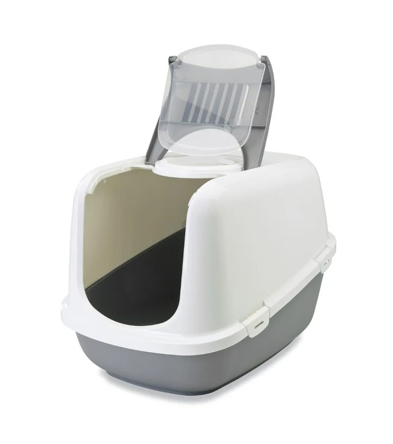 Savic Cat Toilet Nestor Jumbo - Caja de Arena - 66.5x48.5x46.5 cm Gris Verde