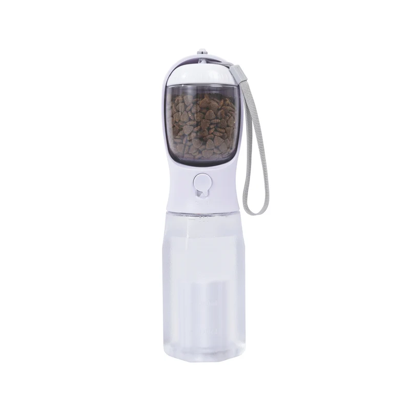 ON THE ROAD Dog water bottle 600 ml - 3 in 1 - White Chalk