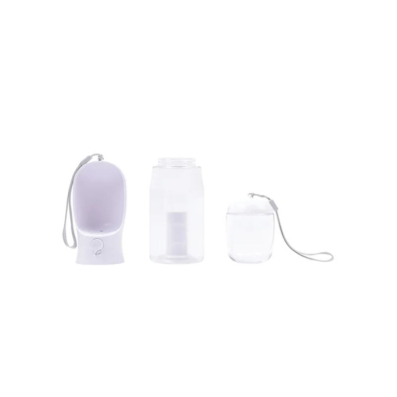 ON THE ROAD Dog water bottle 300 ml - 2 in 1 - White chalk