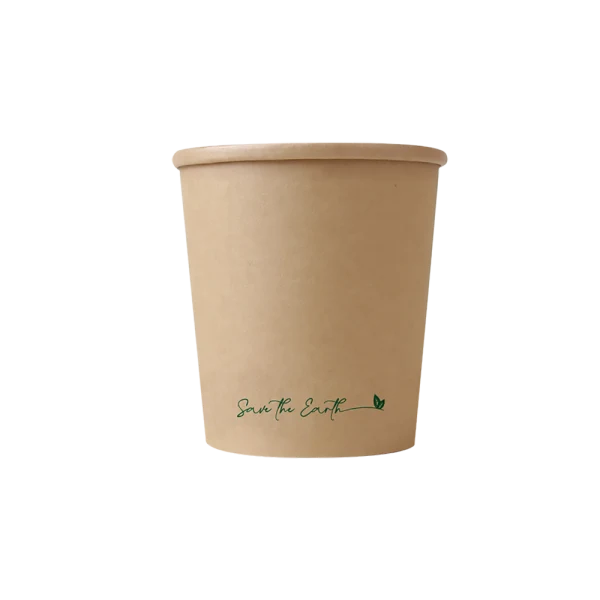 Sopera Cartón + Tapa Kraft 350ml (Combo)- 12oz