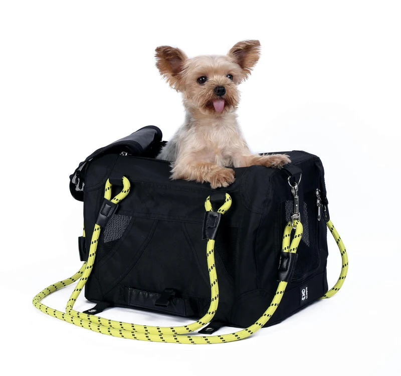REMIX Travel Carrier 2 in 1 with Leash-Shoulder Belt - Black & Yellow
