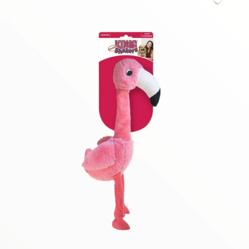 KONG Shakers Flamingo para Perros — Peluche con Cuello Texturizado