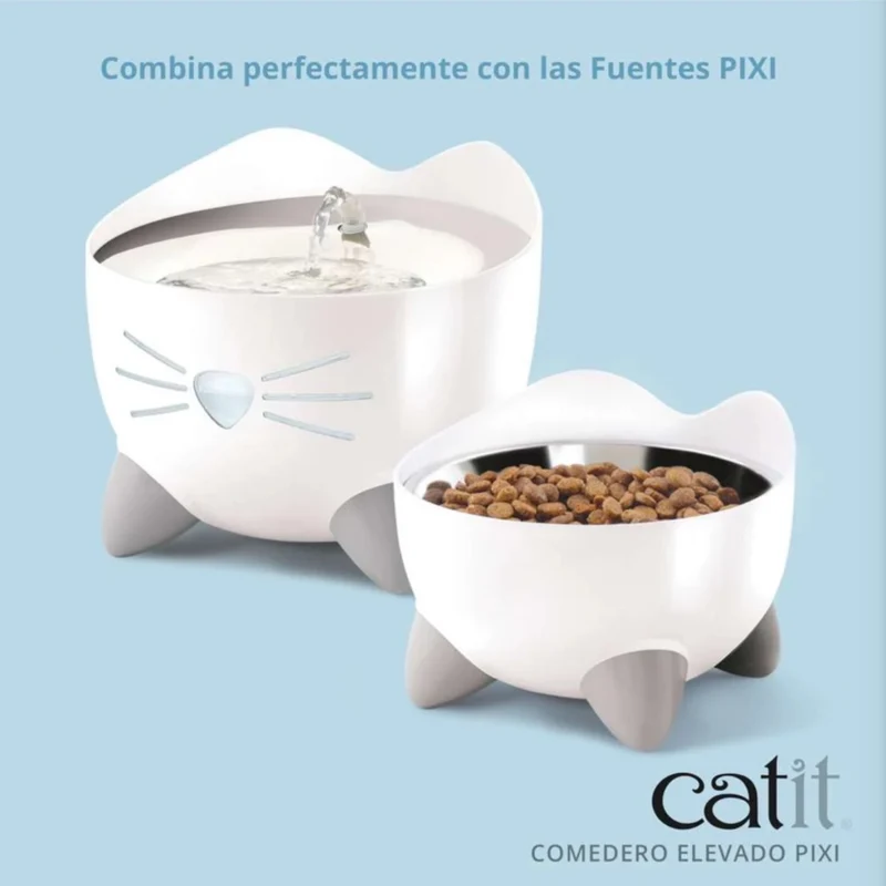 Catit PIXI Comedero Elevado para Gatos — Combina con Fuente PIXI