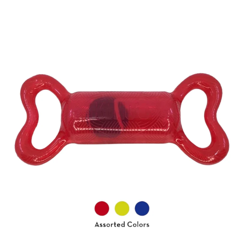 KONG Jumbler Tug Bone para Perros — Pelota de Tenis Interior con Chirriador