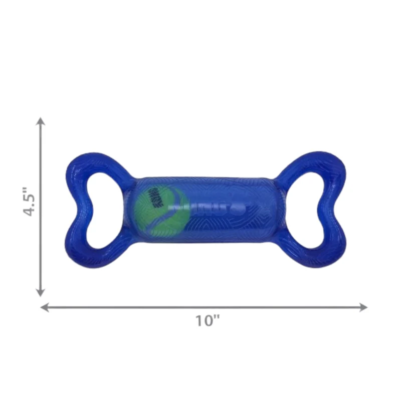 KONG Jumbler Tug Bone para Perros — Pelota de Tenis Interior con Chirriador