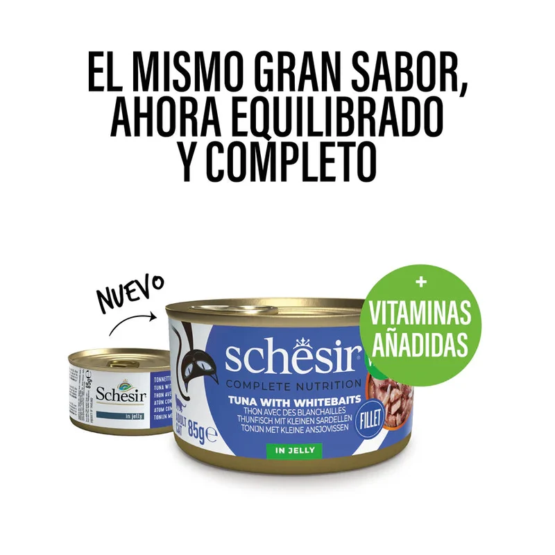 Schesir Lata de Gato 85 g Atún con Anchovetas en Gelatina