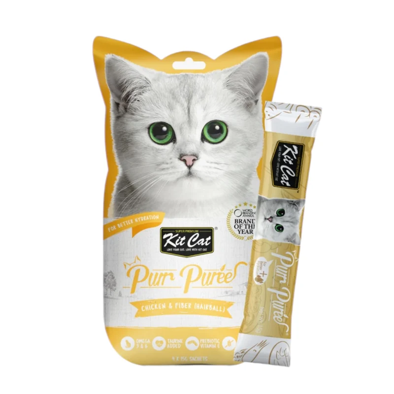 Kit Cat Purrpuree Hairball Pollo y Fibra para Gatos — Snack bolas de pelo