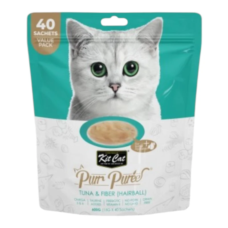 Kit Cat Purrpuree Hairball Atún y Fibra para Gatos — Pack Bolas de Pelo