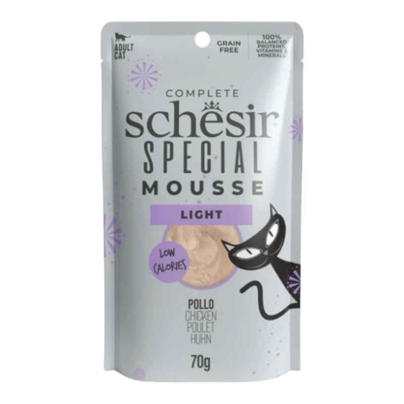 Schesir Special Light Mousse Pollo para Gatos — Comida Húmeda Baja en Calorías