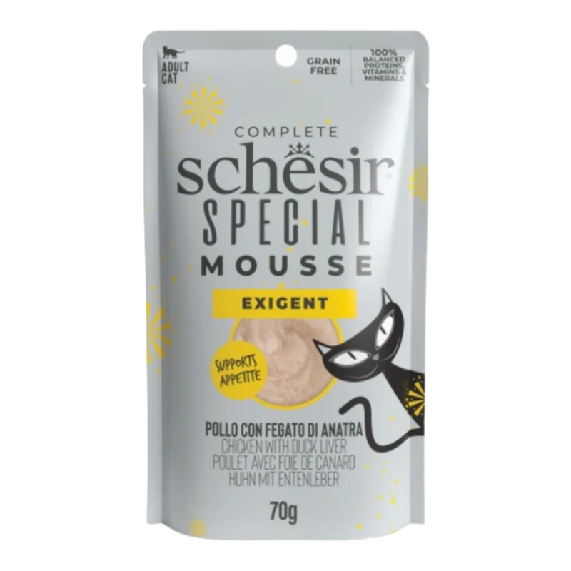 Schesir Special Exigent Mousse Pollo e Hígado de Pato para Gatos