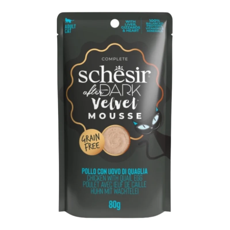 Schesir Dark Mousse Pollo con Huevo de Codorniz para Gatos — Premium