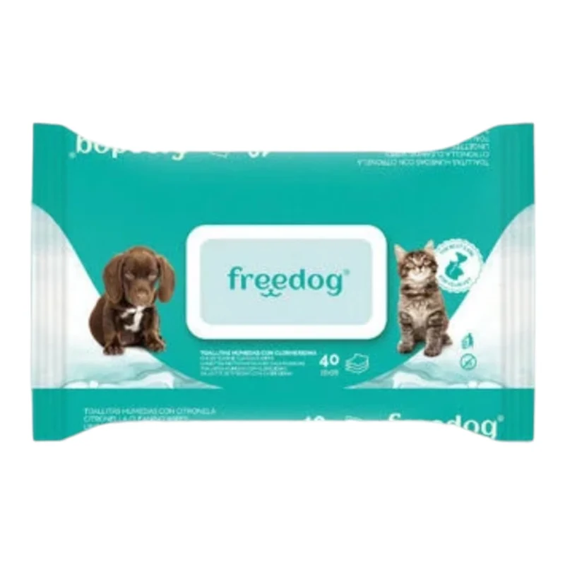 Freedog Toallitas de Clorhexidina 40u para Perros y Gatos — acción antibacteriana