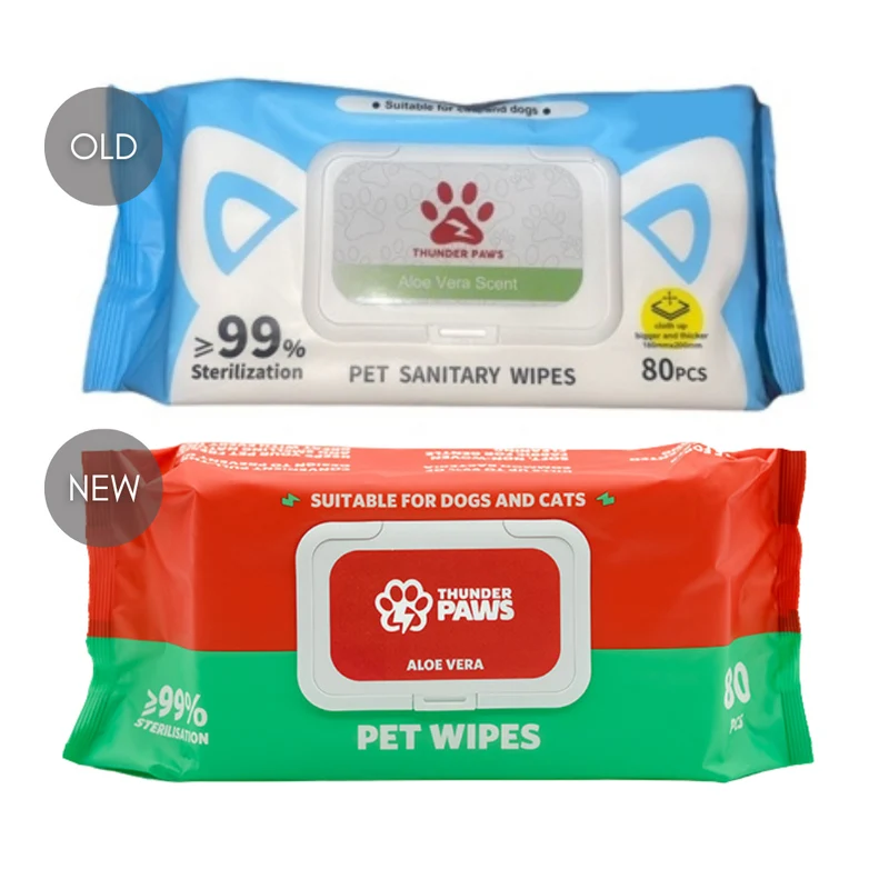 Thunder Paws Aloe Vera Sanitary Pet Wipes Suitable for Cats and Dogs 80pcs