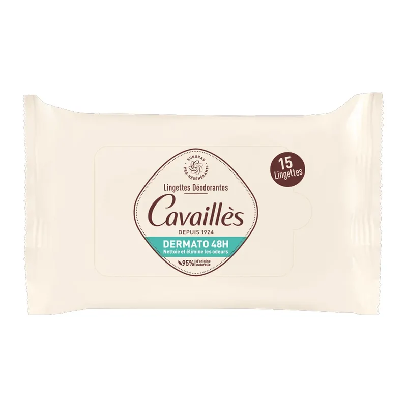 Rogé Cavaillès Lingettes Déodorantes Dermato 48H – 15 Lingettes