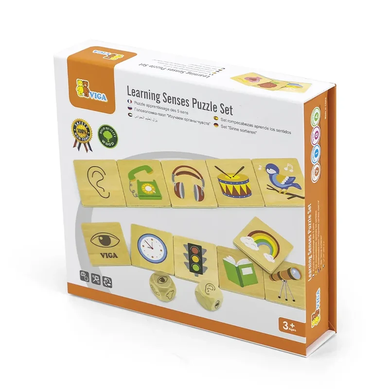 Viga Toys Ensemble de Puzzle d'Apprentissage Cinq Sens 3A+