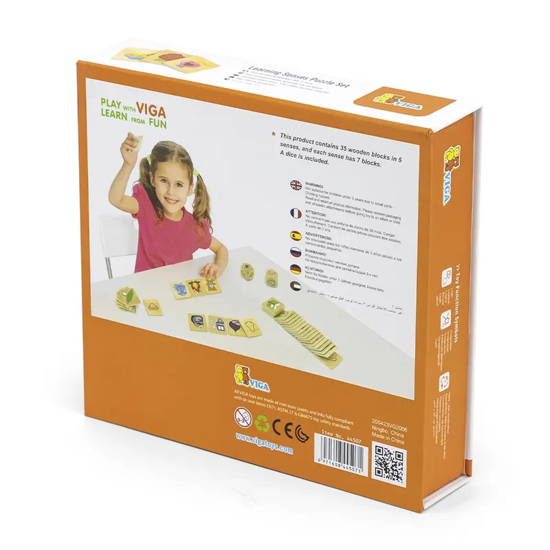 Viga Toys Ensemble de Puzzle d'Apprentissage Cinq Sens 3A+